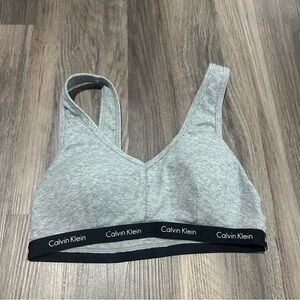 Grey ribbed calvin klein lounge bra